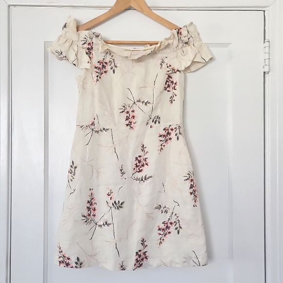 Rebecca Taylor Ivie Linen Off-Shoulder Embroidered Dress - Picture 2 of 5